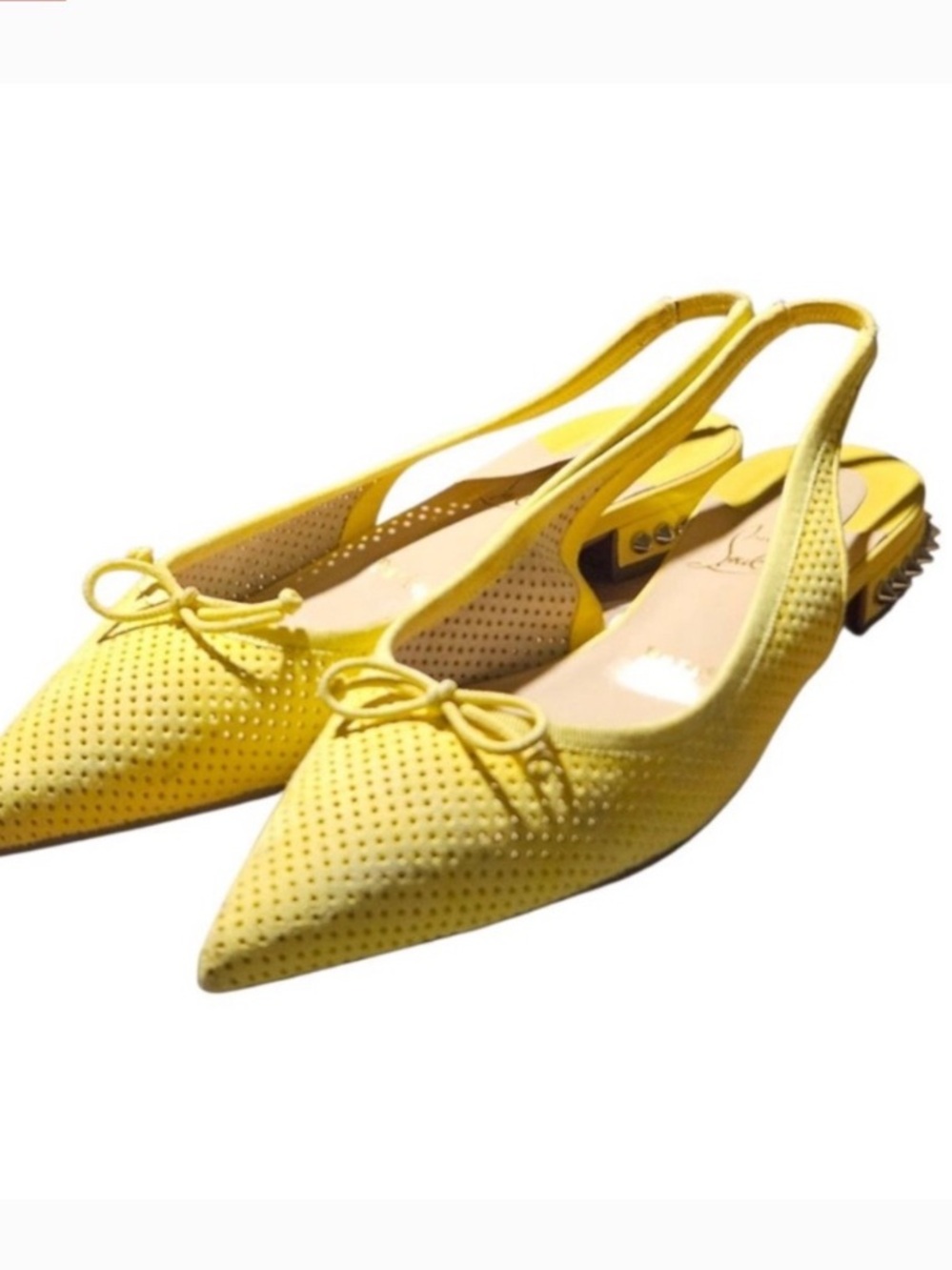 Christian Louboutin Yellow Suede Hall Slingback Flats Red Bottoms 38.5